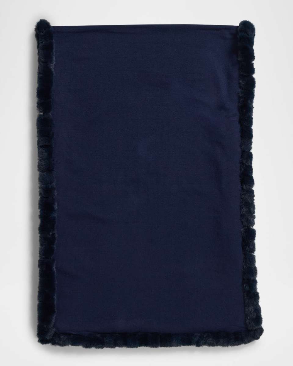 Solid Wrap with Faux Fur Trim